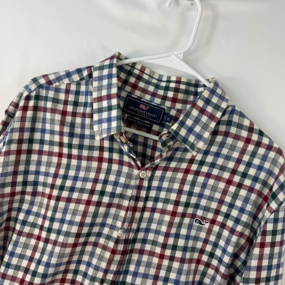 Vineyard Vines Mens XL Slim Fit Whale Shirt Plaid Cotton Button Down Multicolor